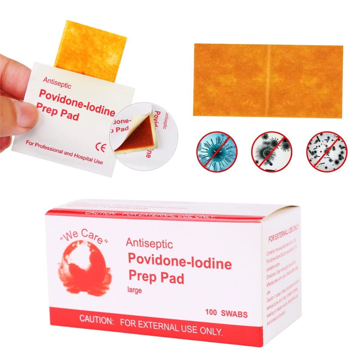 100 Povidone-Iodine Antiseptic Swabs