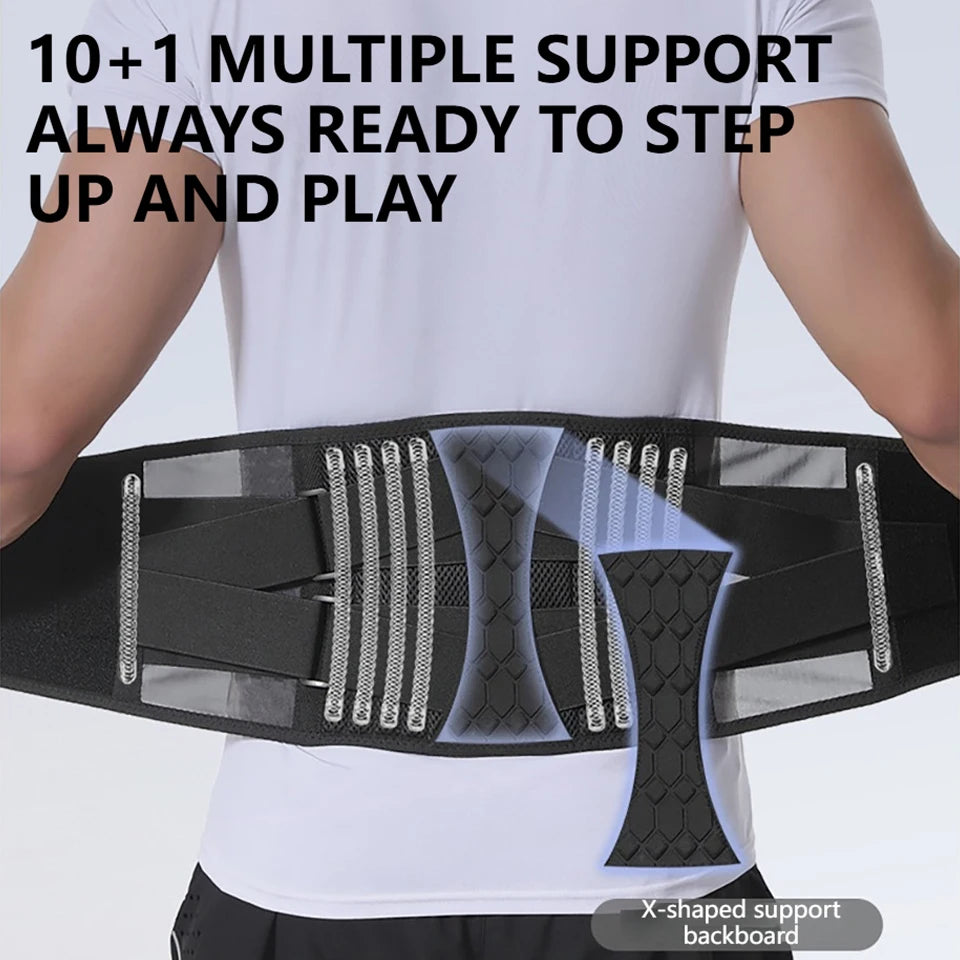 Adjustable Lumbar Back Support Belt with 10 Stays