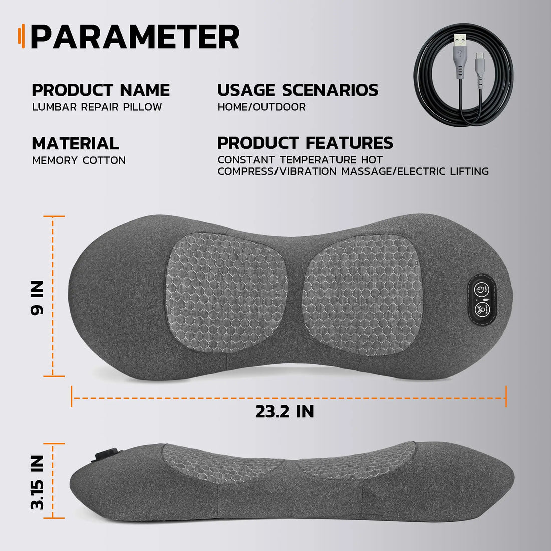 Lumbar Massager with Heat, Vibration and Traction