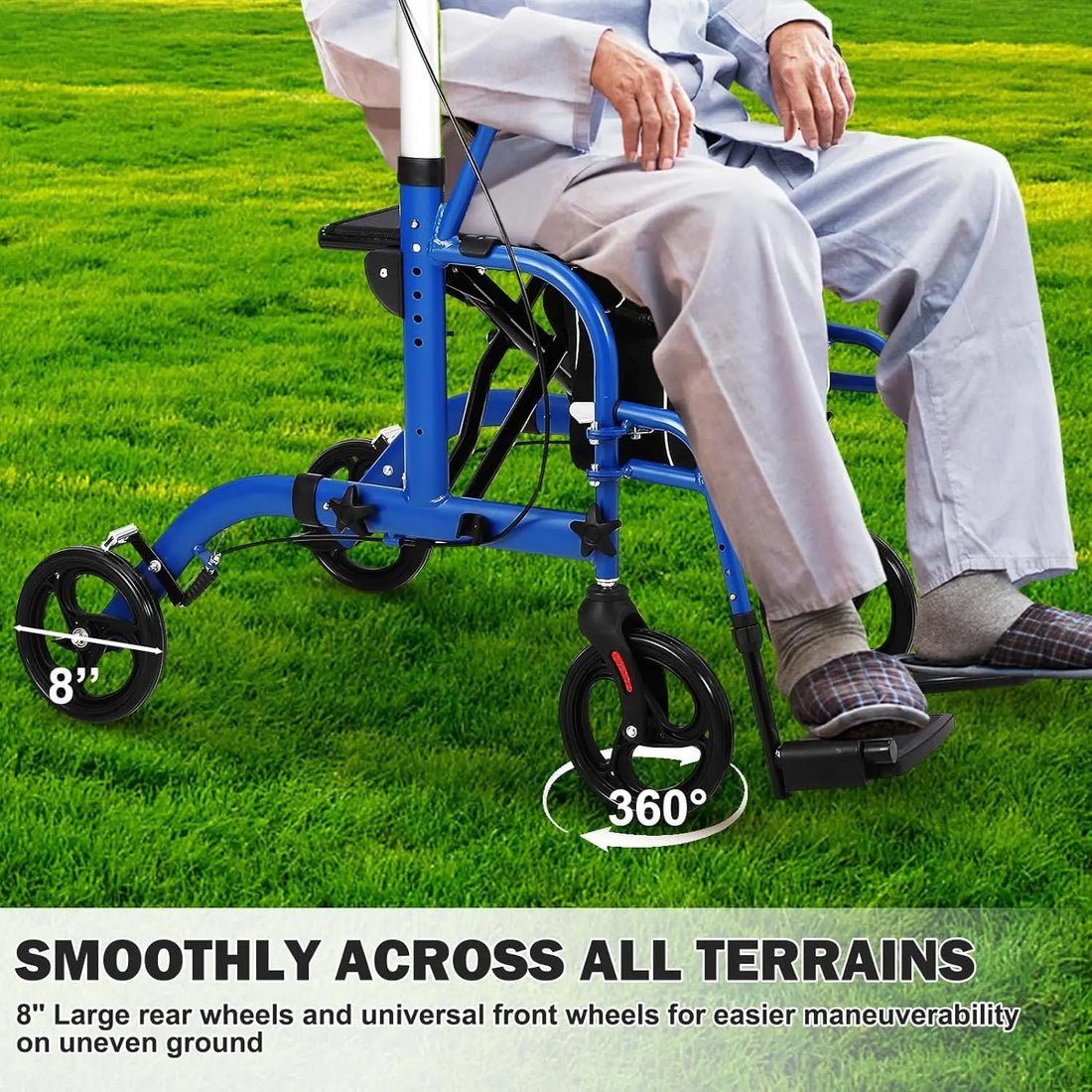 Foldable Rollator Walker with Seat and Backrest
