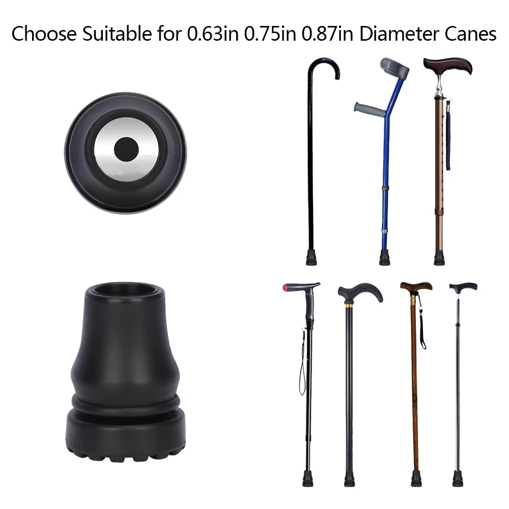 Anti-Slip Rubber Cane Tips, 16 mm, 19 mm or 22 mm
