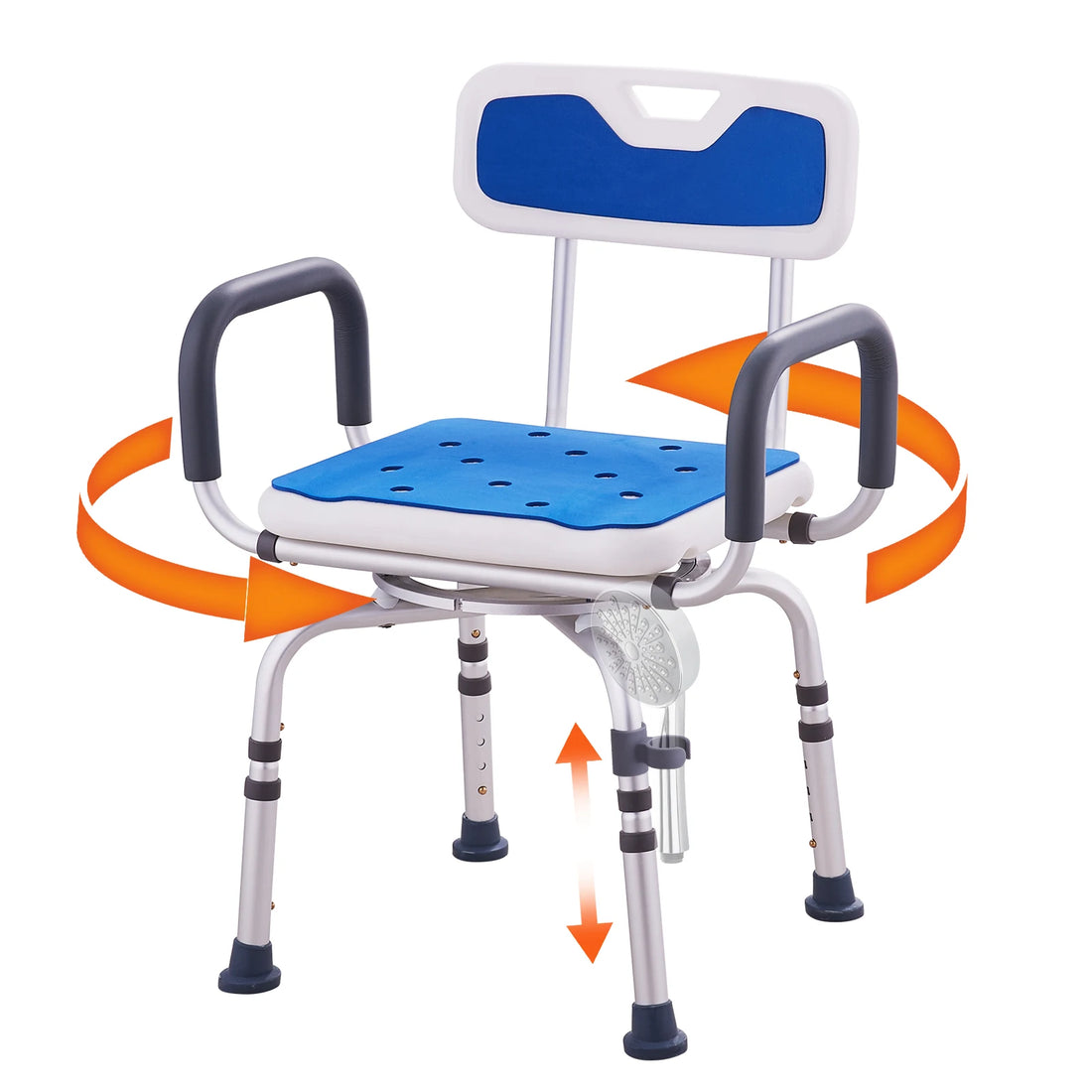 360-Degree Swivel Shower Chair with Armrests
