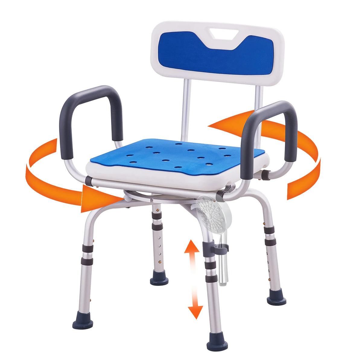 360-Degree Swivel Shower Chair with Armrests