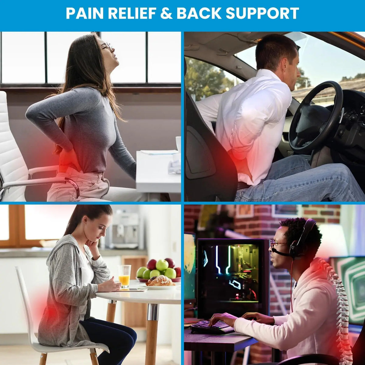 Lumbar Support Pillow with Adjustable Straps
