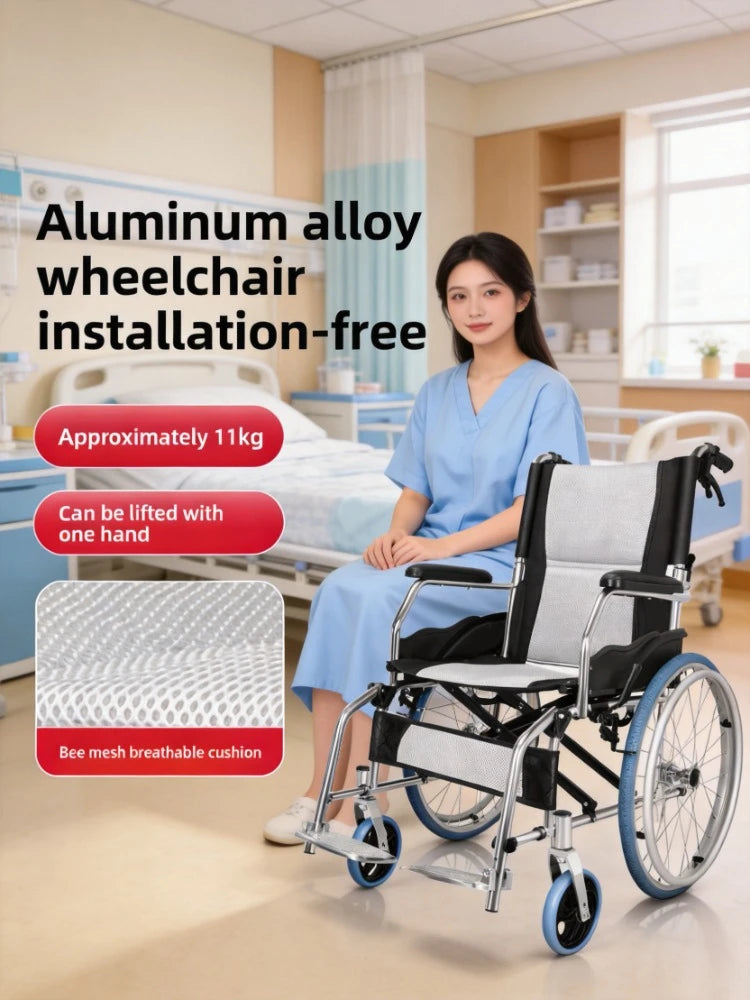 Compact Foldable Manual Travel Wheelchair