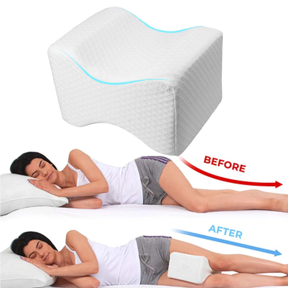 Memory Foam Knee Pillow for Side Sleepers, 100% Cotton Cover