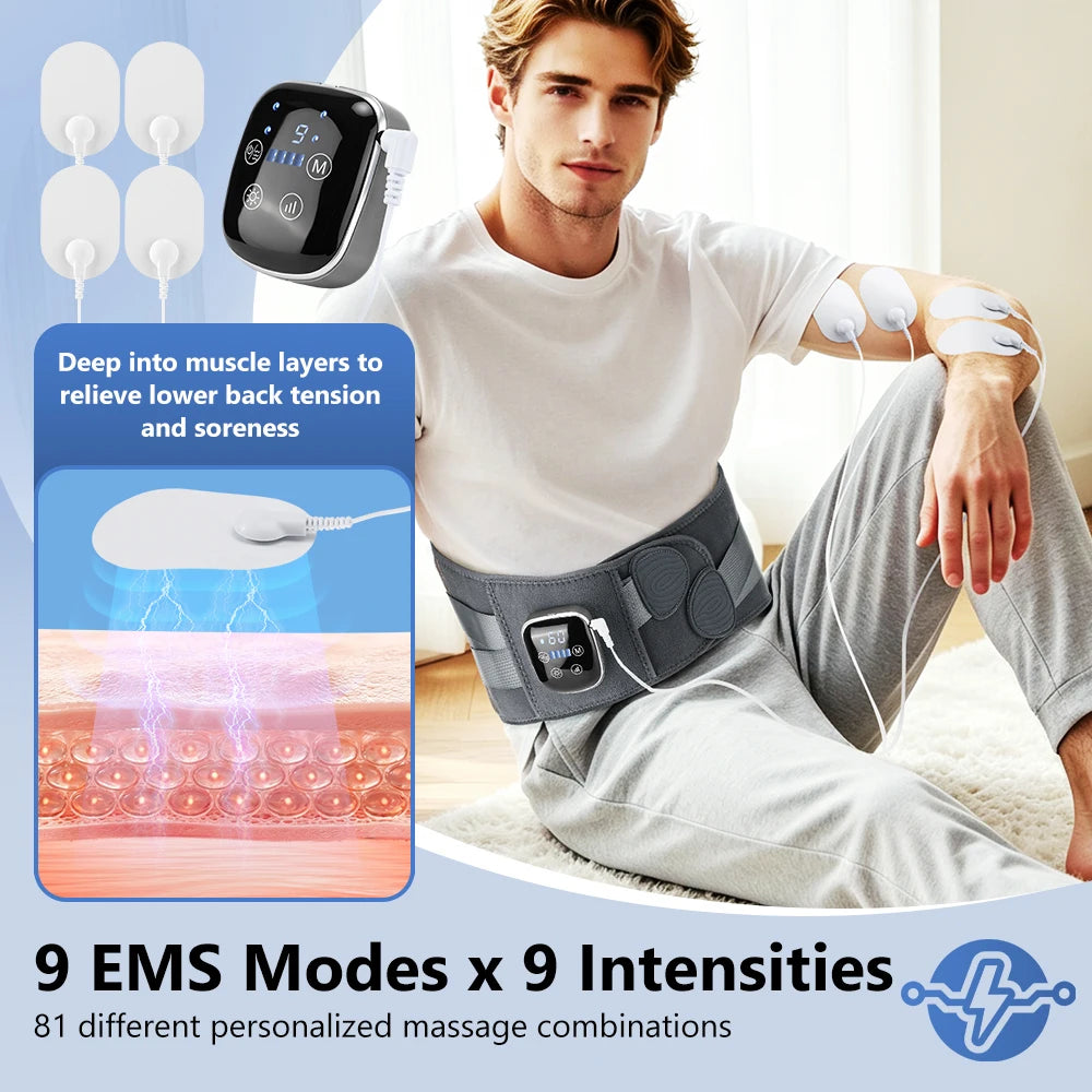 Cordless EMS Waist Belt with Heat and Vibration