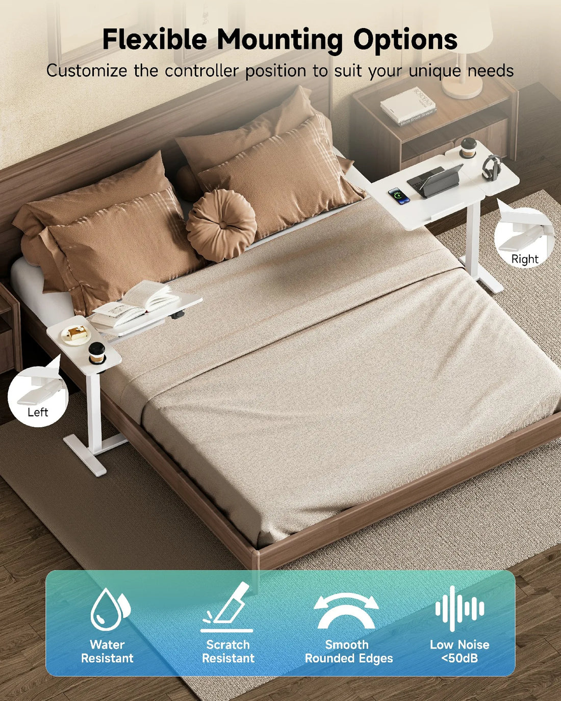 Rolling Overbed Table with Adjustable Tilt Top