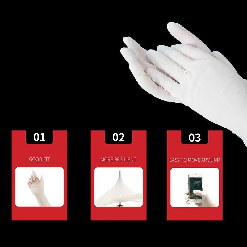 Disposable White Latex Examination Gloves