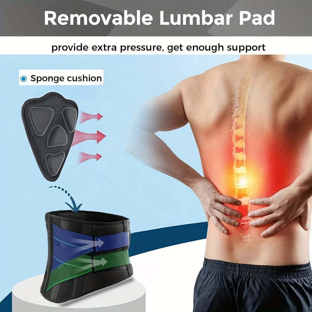Lumbar Support Back Brace with 4 Support Bars, Breathable 3D Knit
