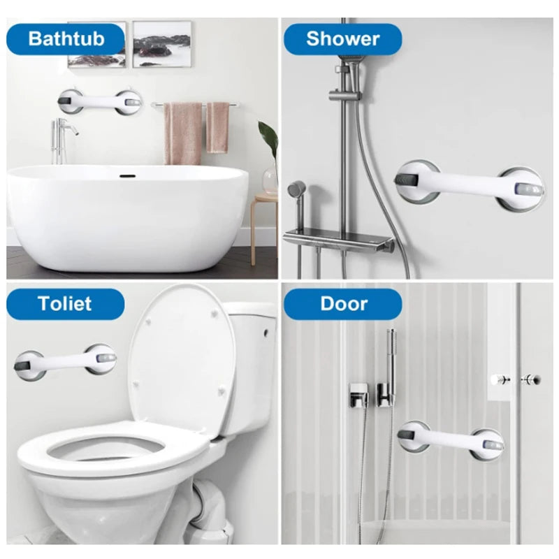 Dual-Locking Suction Cup Grab Bar for Shower or Bathtub