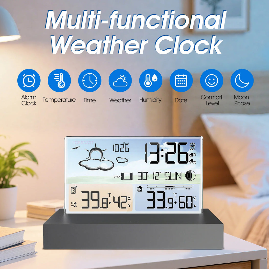 Indoor/Outdoor Weather Station with Clock and Calendar