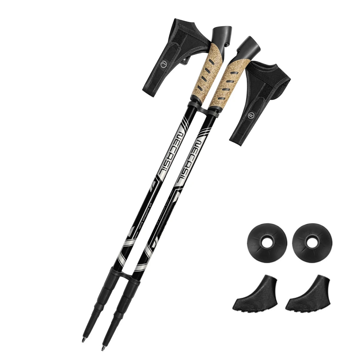 2-Piece Nordic Walking Poles, Telescopic 7075 Aluminum, 66-135 cm