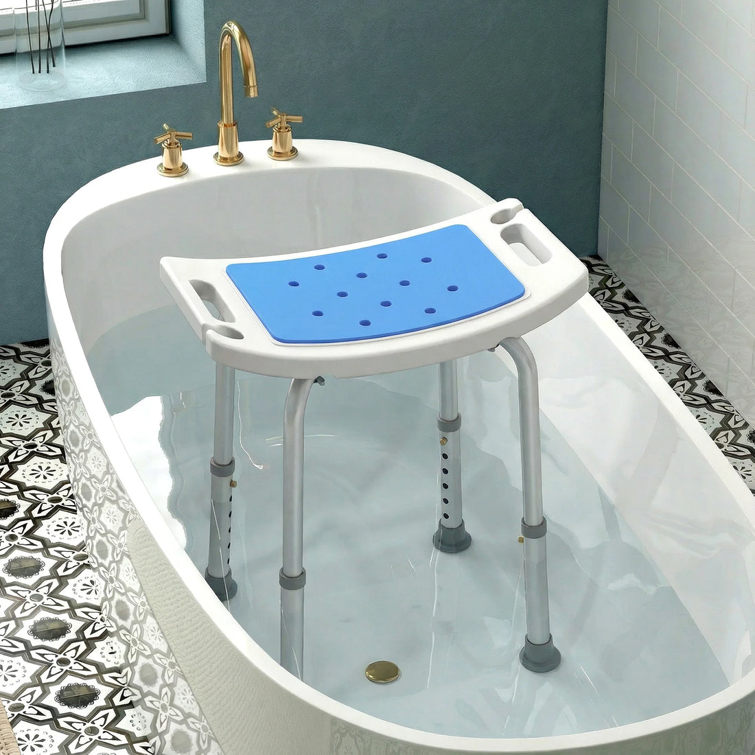 6-Level Adjustable Curved Bath Stool