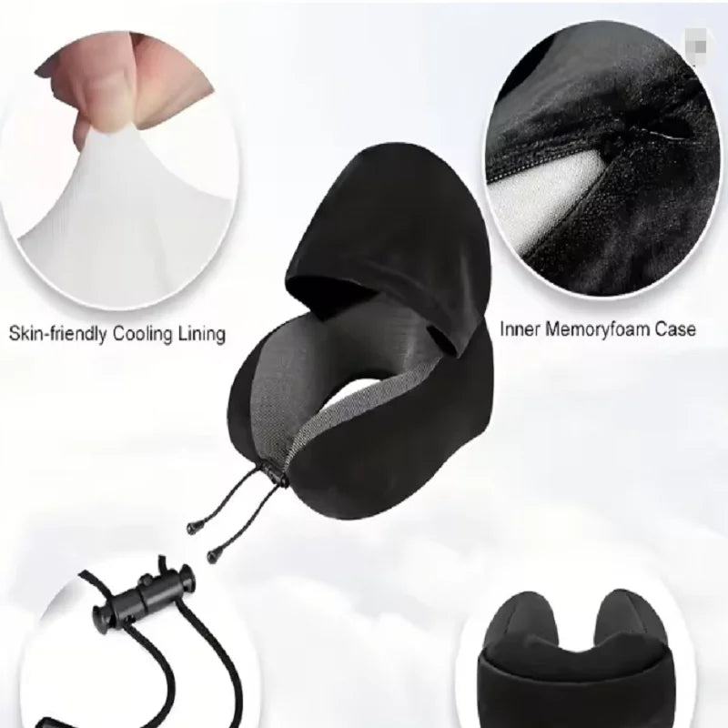 Hooded Memory Foam Travel Neck Pillow