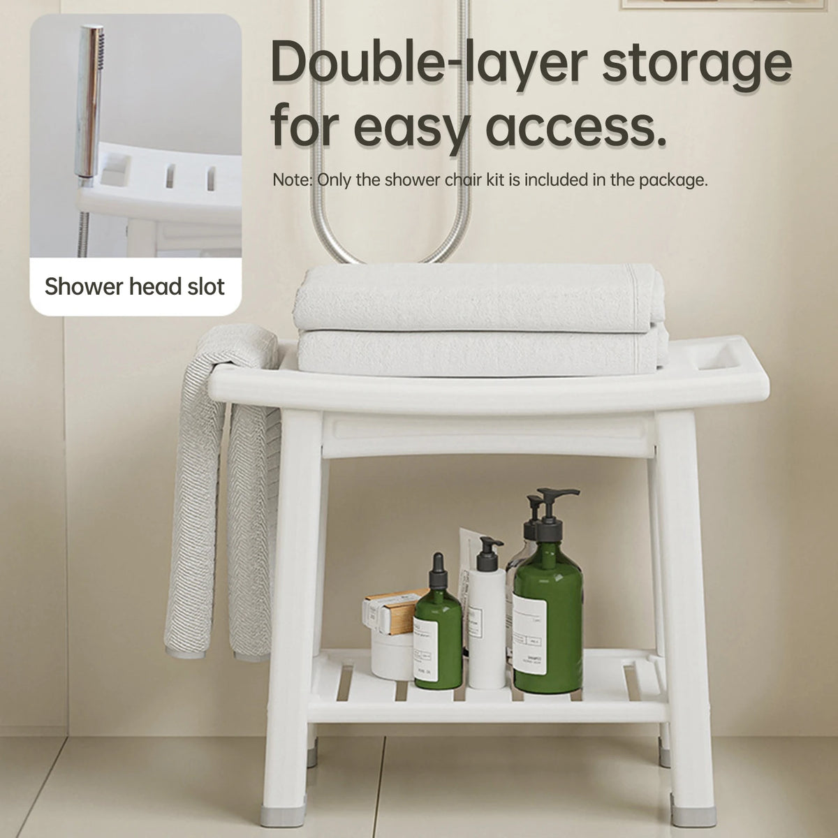 Shower Bench with Two-Tier Storage