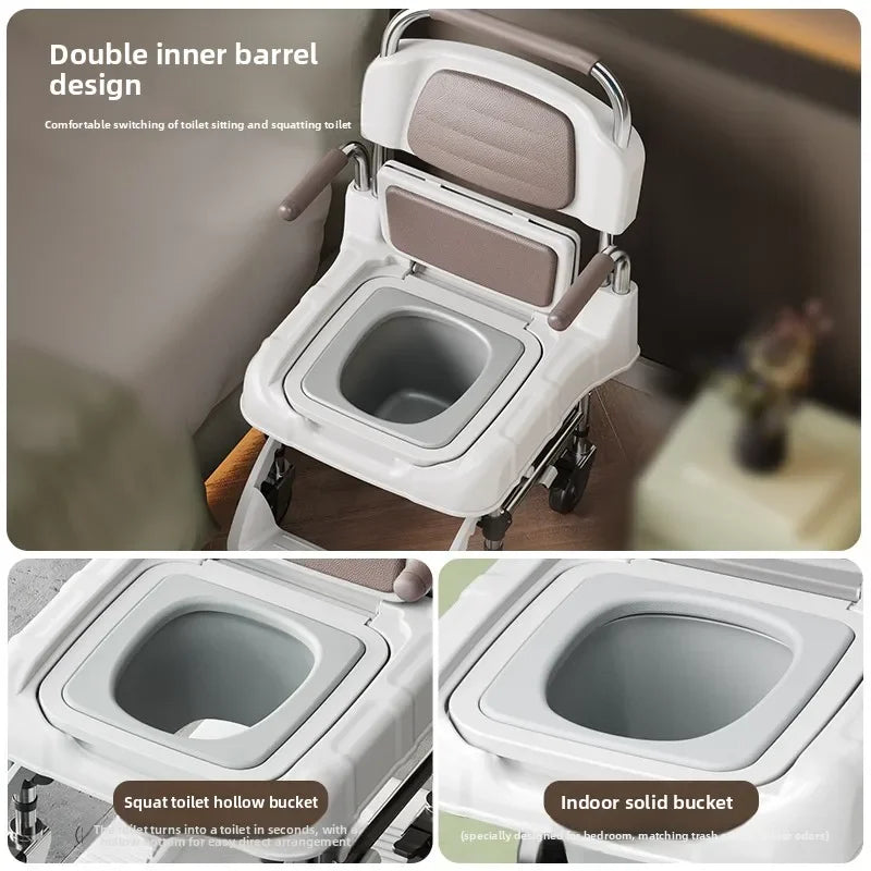 Mobile Bedside Commode for Indoor Toileting