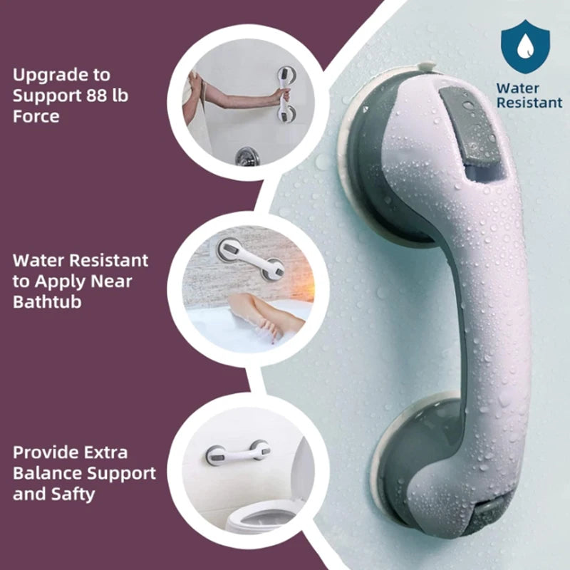 Dual-Locking Suction Cup Grab Bar for Shower or Bathtub