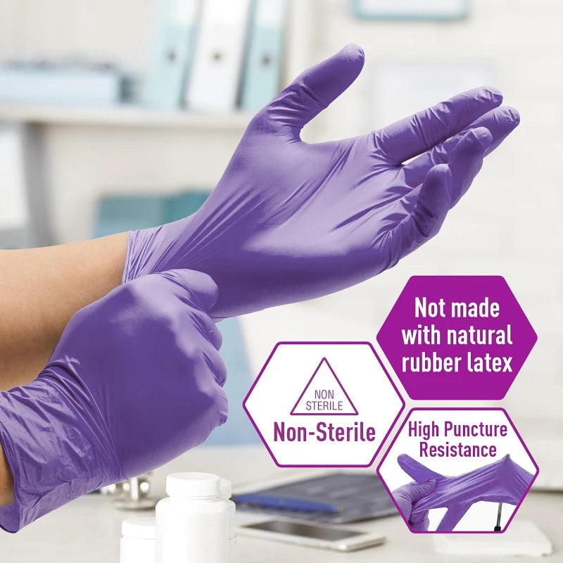 Purple Powder-Free Nitrile Gloves, Latex-Free