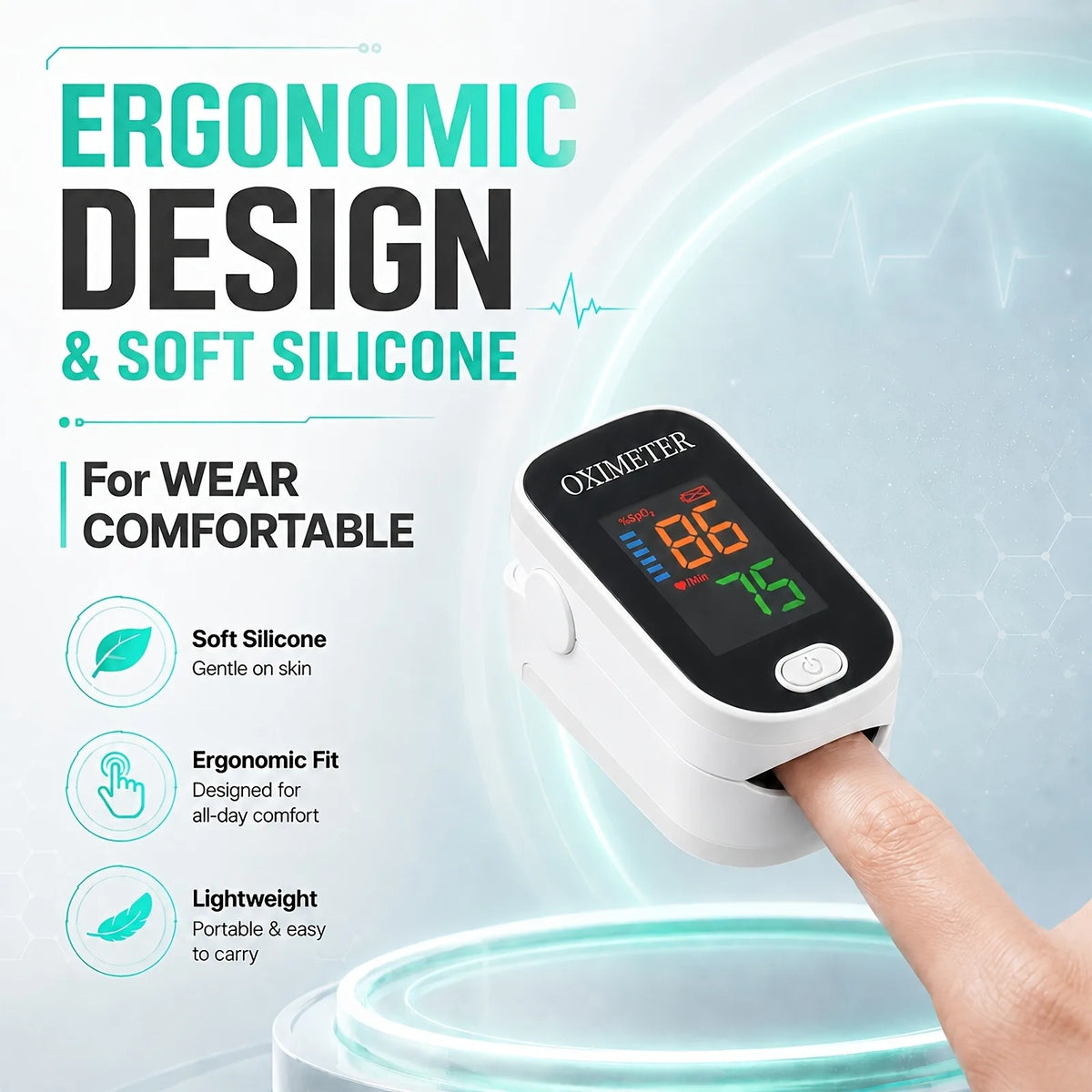 Finger Pulse Oximeter with OLED Blood Oxygen Screen