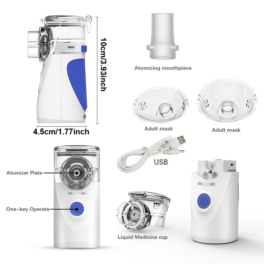 Portable Mesh Nebulizer with Adult Mask and Mouthpiece