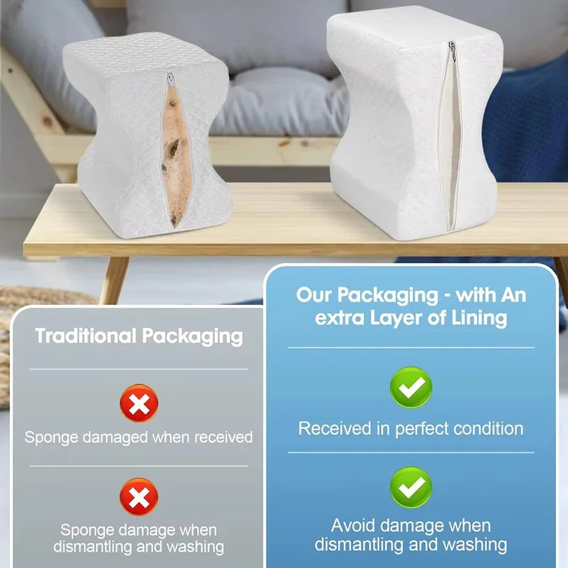 Memory Foam Knee Pillow with Side Sleeping Belt