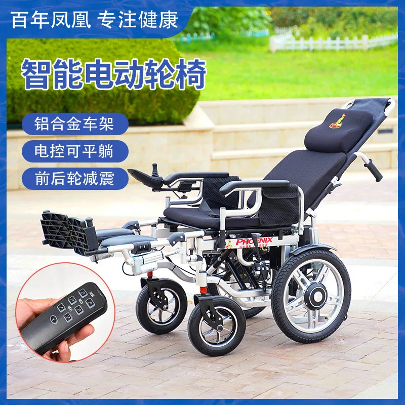 Electric Wheelchair with Reclining High Backrest