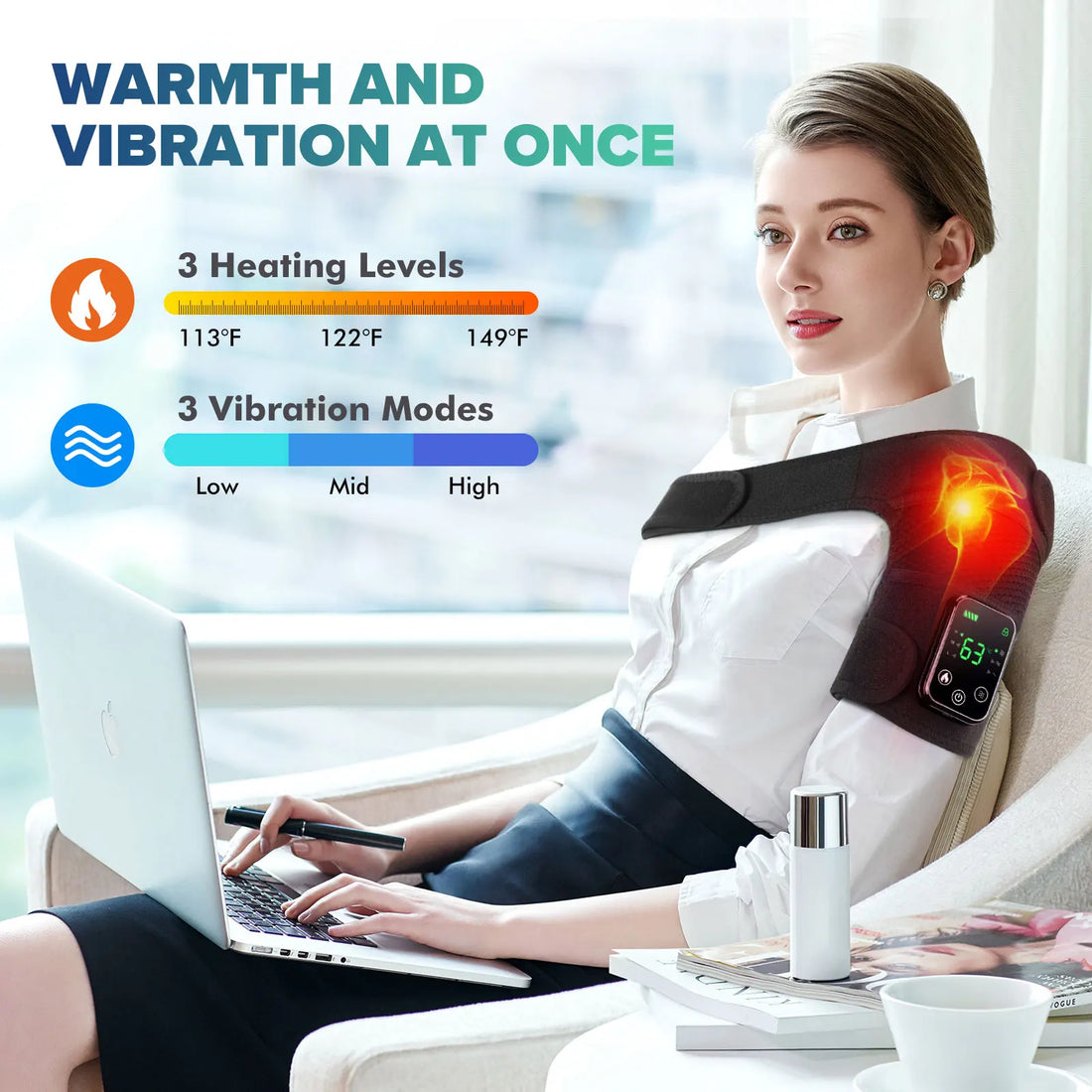 Heated Knee Massager with Vibration and Warm Compress, Rechargeable