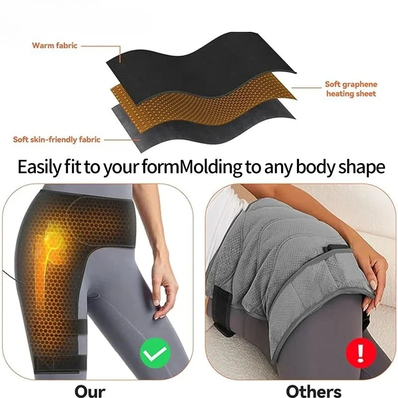 Full-Wrap Hip Support Brace with Massager and Heating, USB-Powered