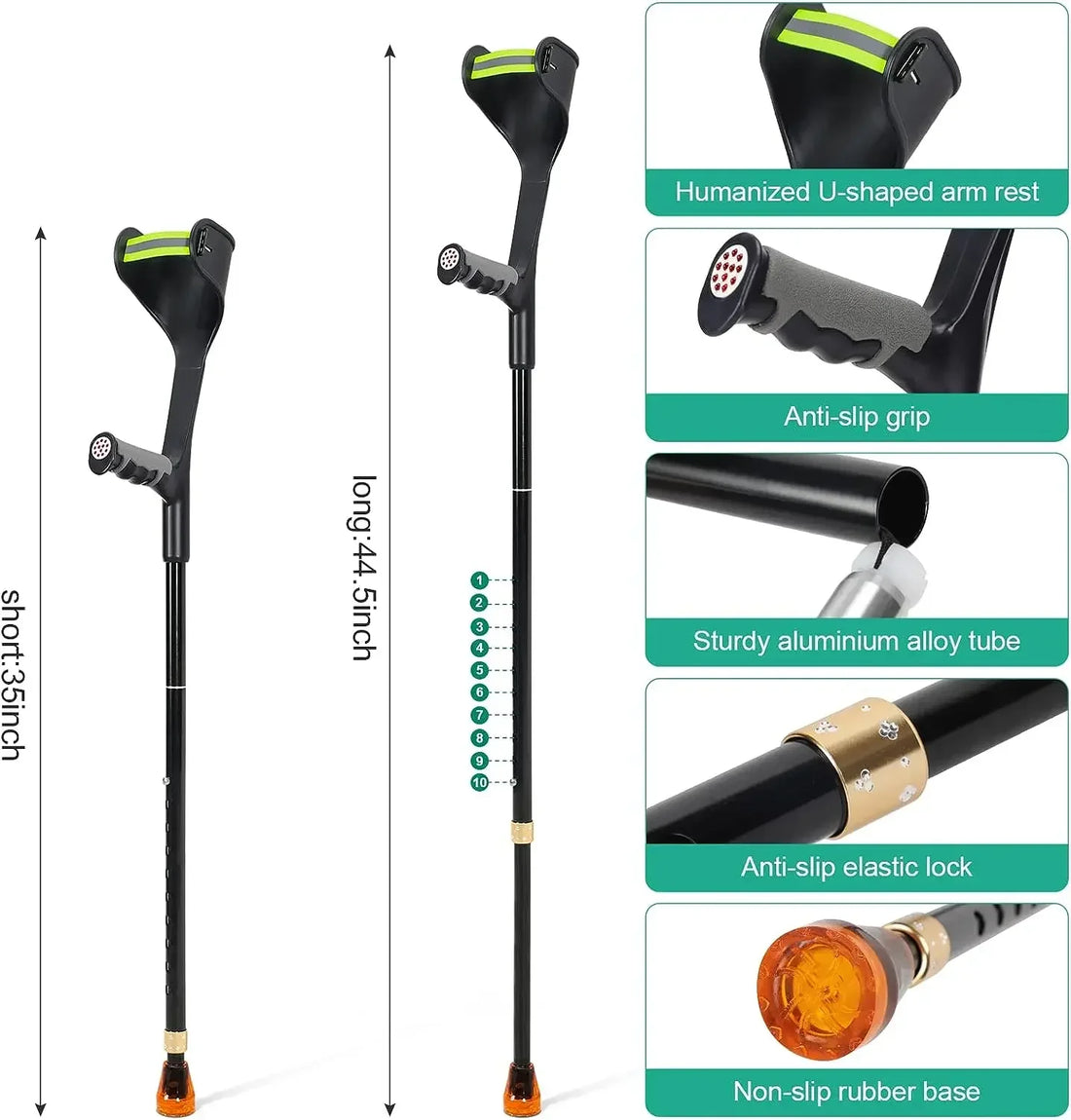Adjustable Forearm Crutch with Cuff