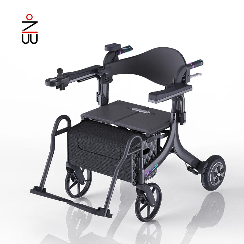 Electric Foldable Rollator Walker with Seat