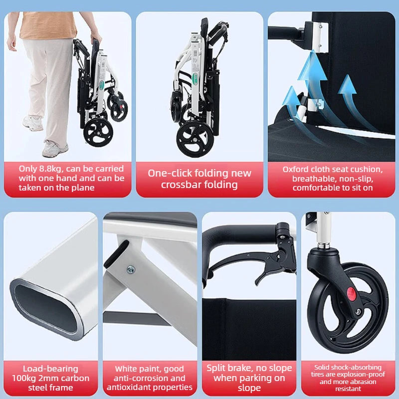 Folding Manual Wheelchair for Home and Travel