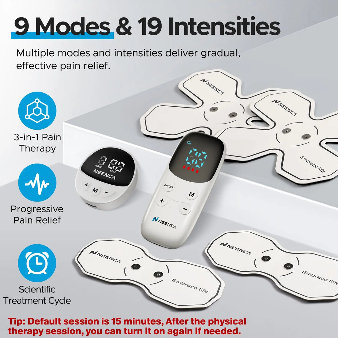 Rechargeable Wireless TENS Unit with 9 Modes
