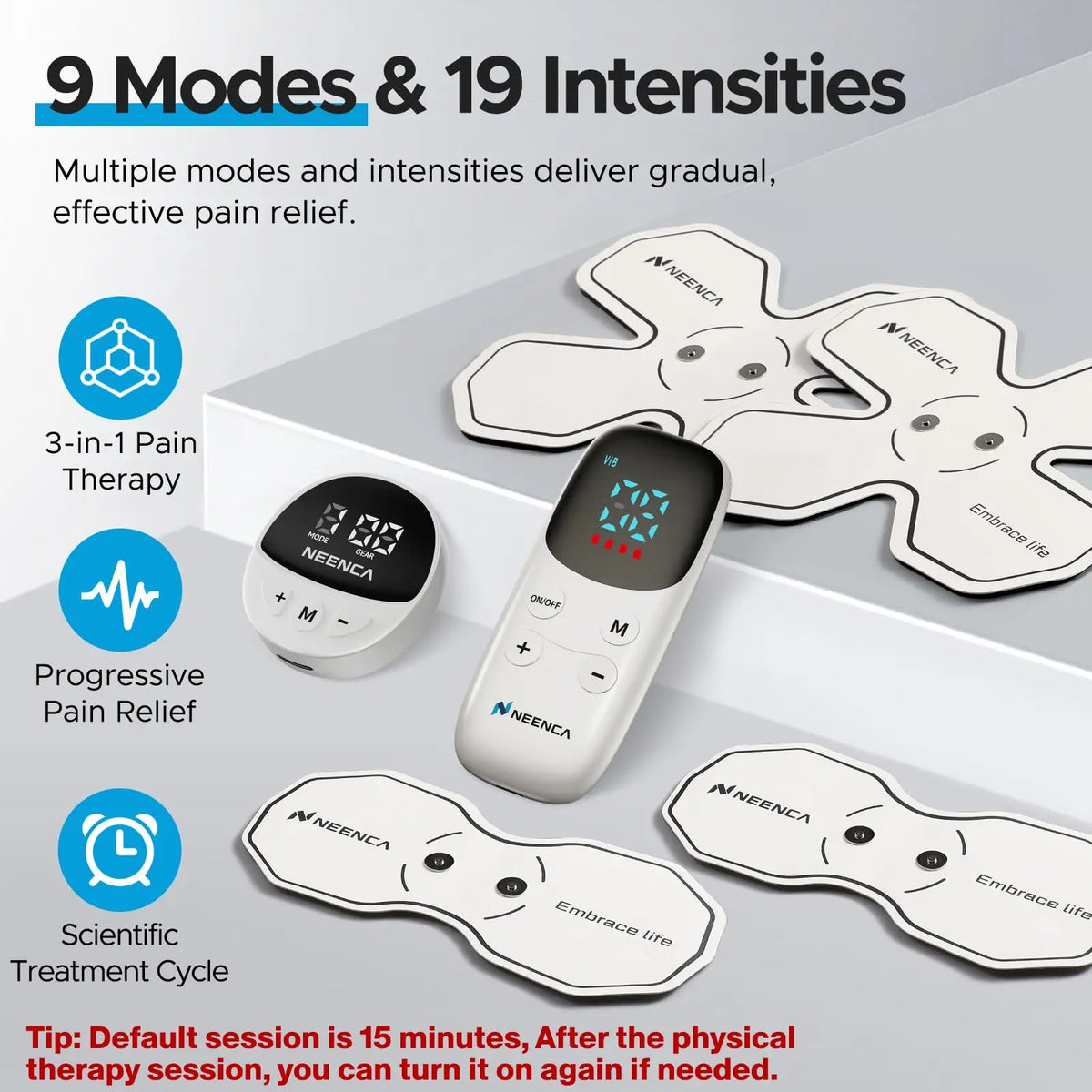Rechargeable Wireless TENS Unit with 9 Modes