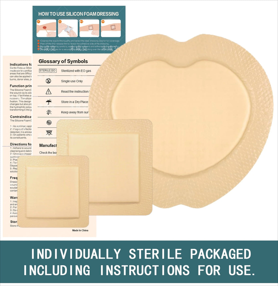 Silicone Foam Dressing, Self-Adhesive Bordered, Waterproof, Absorbent