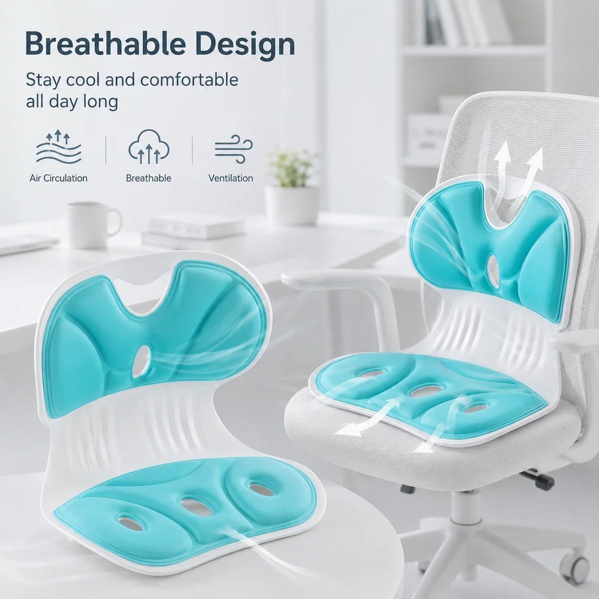 Ergonomic Backrest Cushion, Hollow Breathable Lumbar Support Pad