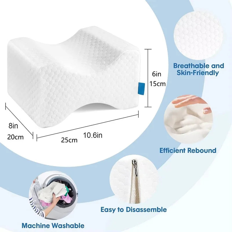 Memory Foam Knee Pillow with Side Sleeping Belt