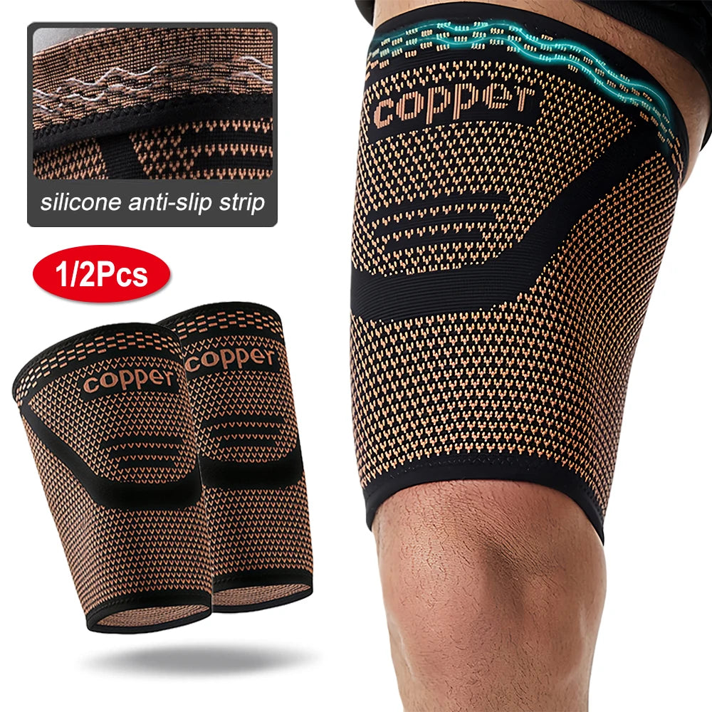 Anti-Slip Thigh Compression Sleeves for Sports