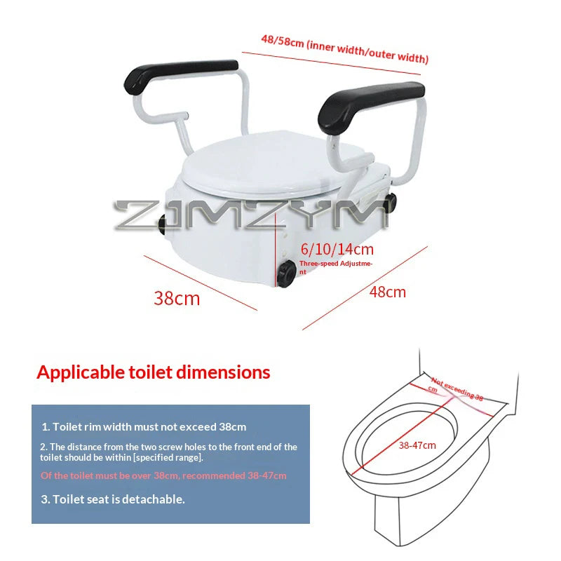 Toilet Height Enhancer with Handrails