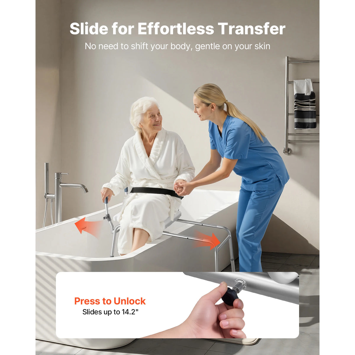 Sliding Shower Chair Tub Transfer Bench with Arms
