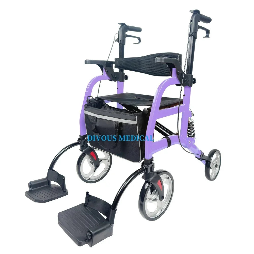 Four-Wheel Foldable Rollator Walker with Seat