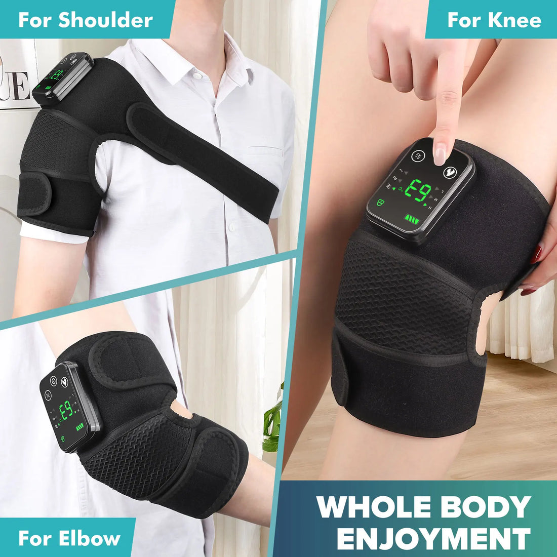 Heated Knee Massager with Vibration and Warm Compress, Rechargeable