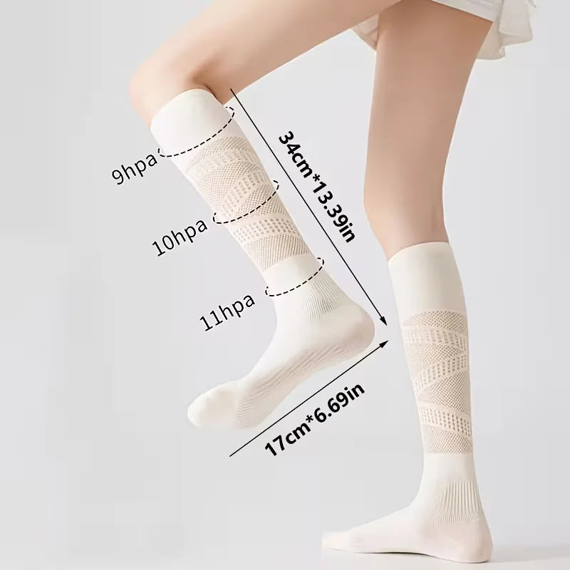 Women's Thin Mesh Knee-High Compression Socks, 2 Pairs