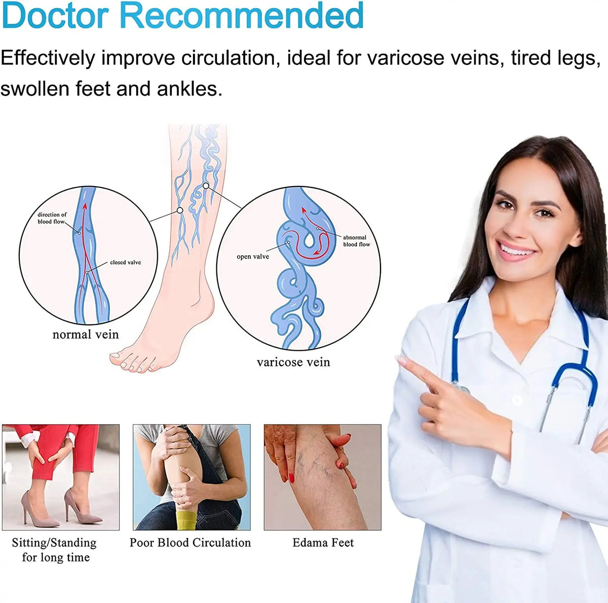 Open-Toe Compression Stockings, 30–40 mmHg