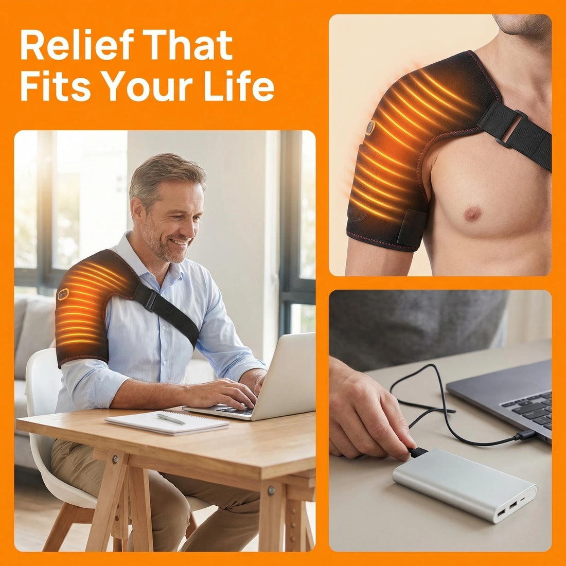 Electric Shoulder Massager Belt with Heat and Vibration