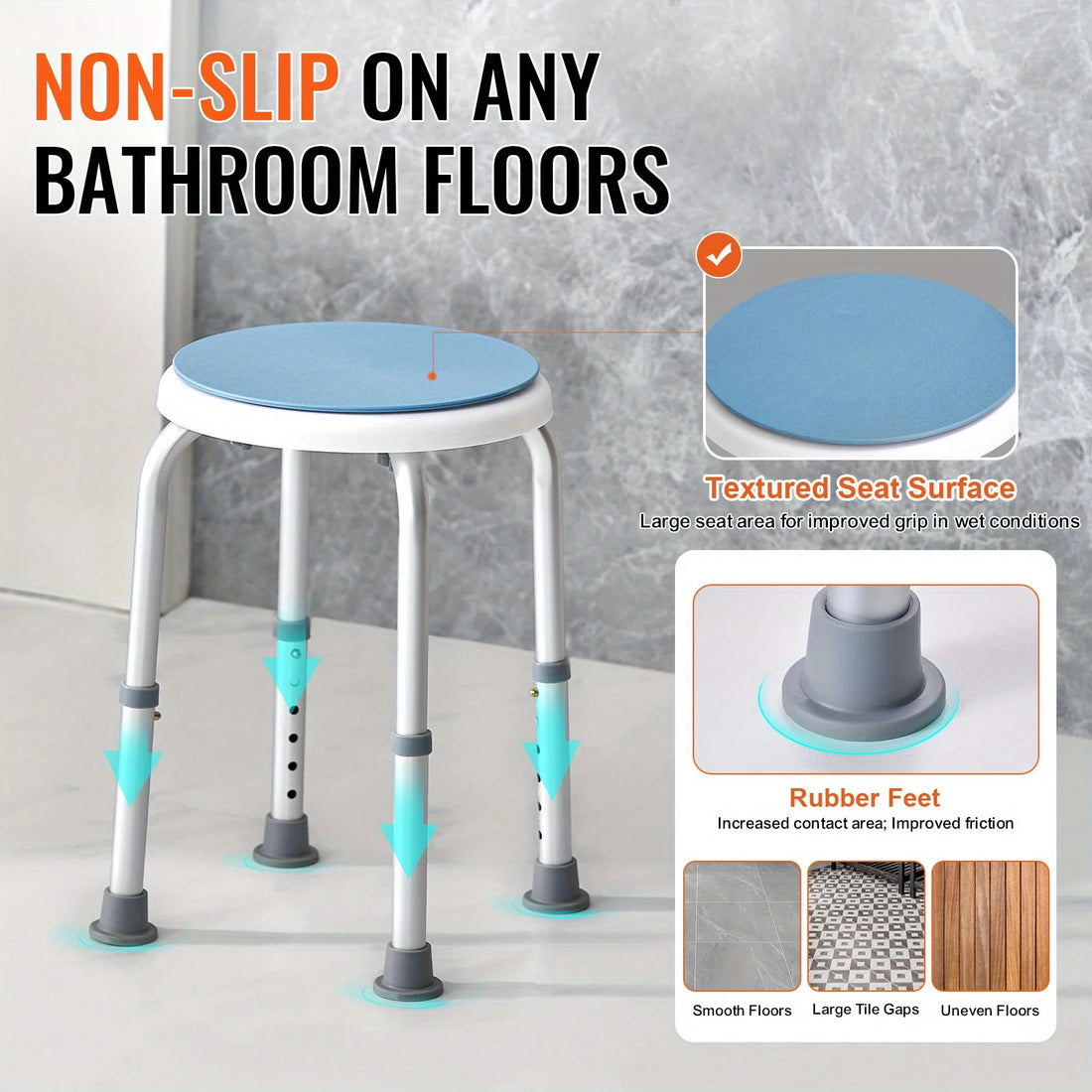 360-Degree Swivel Shower Seat for Bathtub