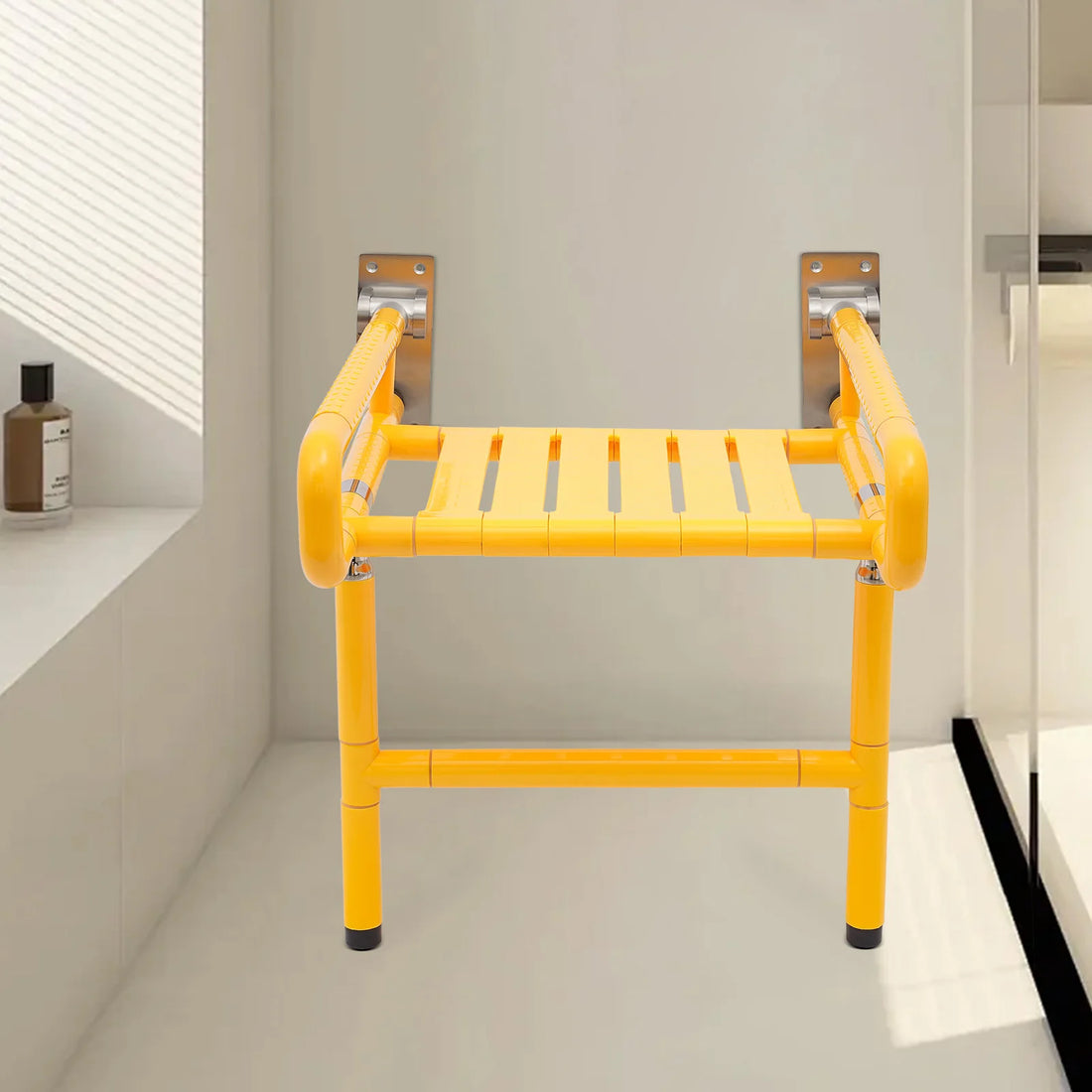 Foldable Wall-Mounted Shower Chair with Armrests