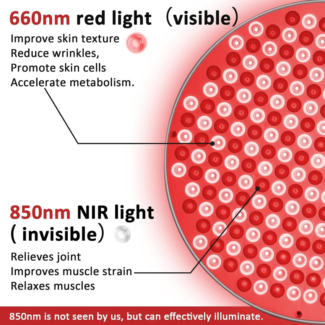 Red Light Therapy Lamp with Stand, 660nm & 850nm