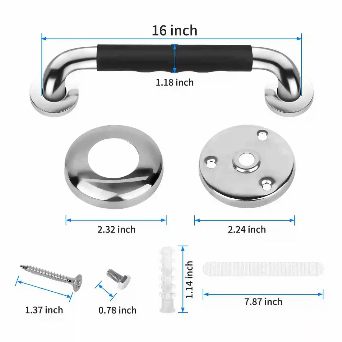 Bathroom Grab Bar with Non-Slip Silicone Grip