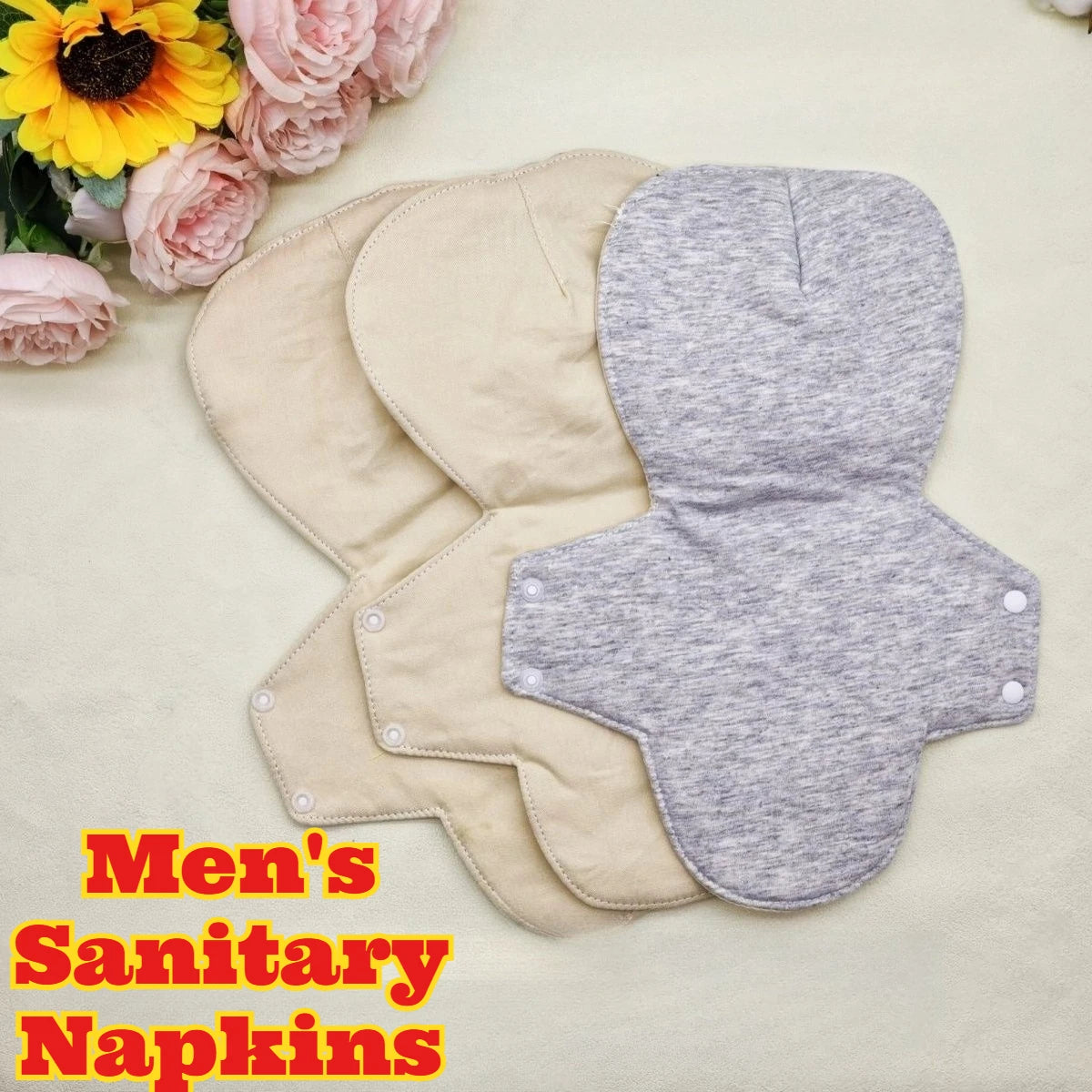 Reusable Men's Cotton Incontinence Pads, 3-Pack